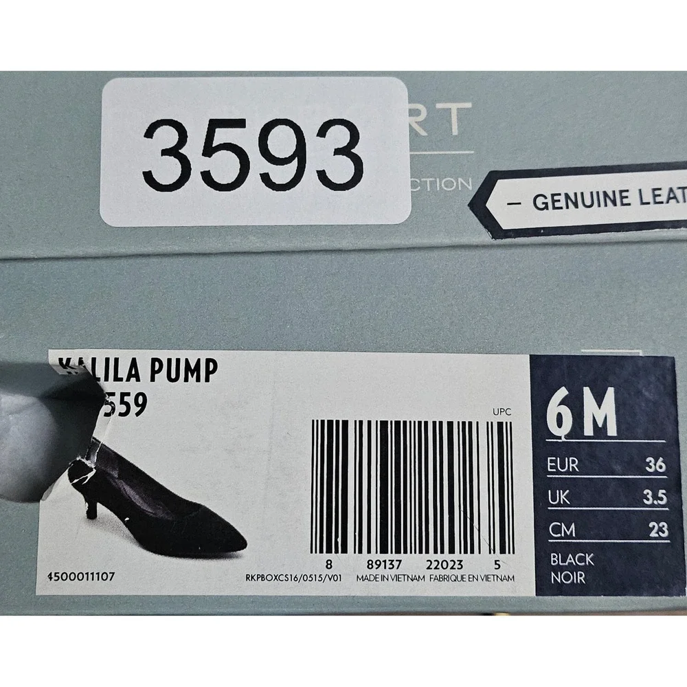 Rockport‎ Total Motion Kalila Pump H79559 Black Suede Pointed Toe Heels Women 6M